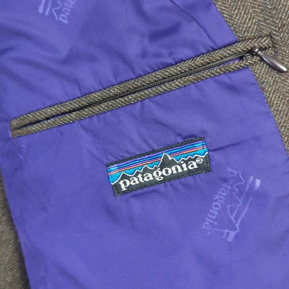 Patagonia VTG Sports Coat Men's 44R Brown Half Lined Herringbone Tweed Stretch - Picture 6 of 16